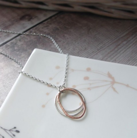 Handcrafted Scottish jewellery - Silver & rose gold open pebble drop pendant Handcrafted Scottish jewellery - Silver & rose gold open pebble drop pendant